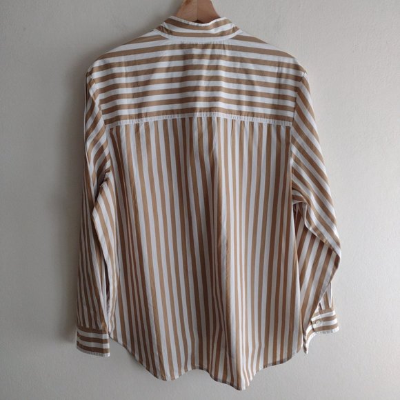 SALE! NWT JCrew Striped Blouse size 14 Latte White Fun Button details - Picture 8 of 11